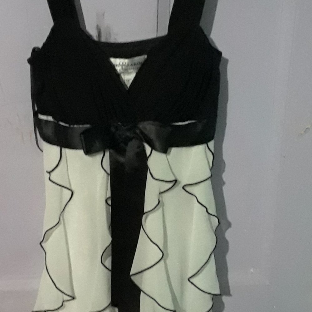 NWT Black and white ruffle dress. BETSY & ADAM BY LINDA BERNELL